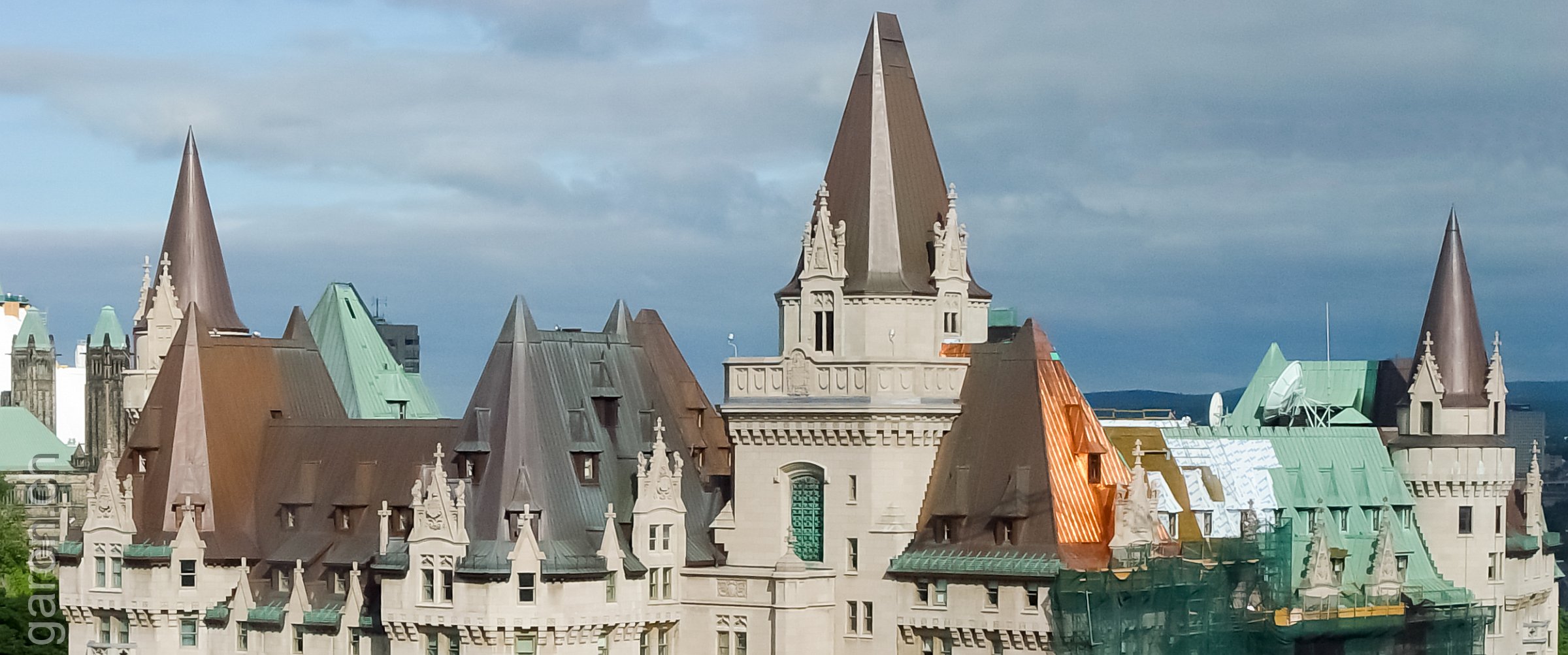 Ottawa, Chateau Laurier, copper roof Renovating the copper roof is a perpetual process