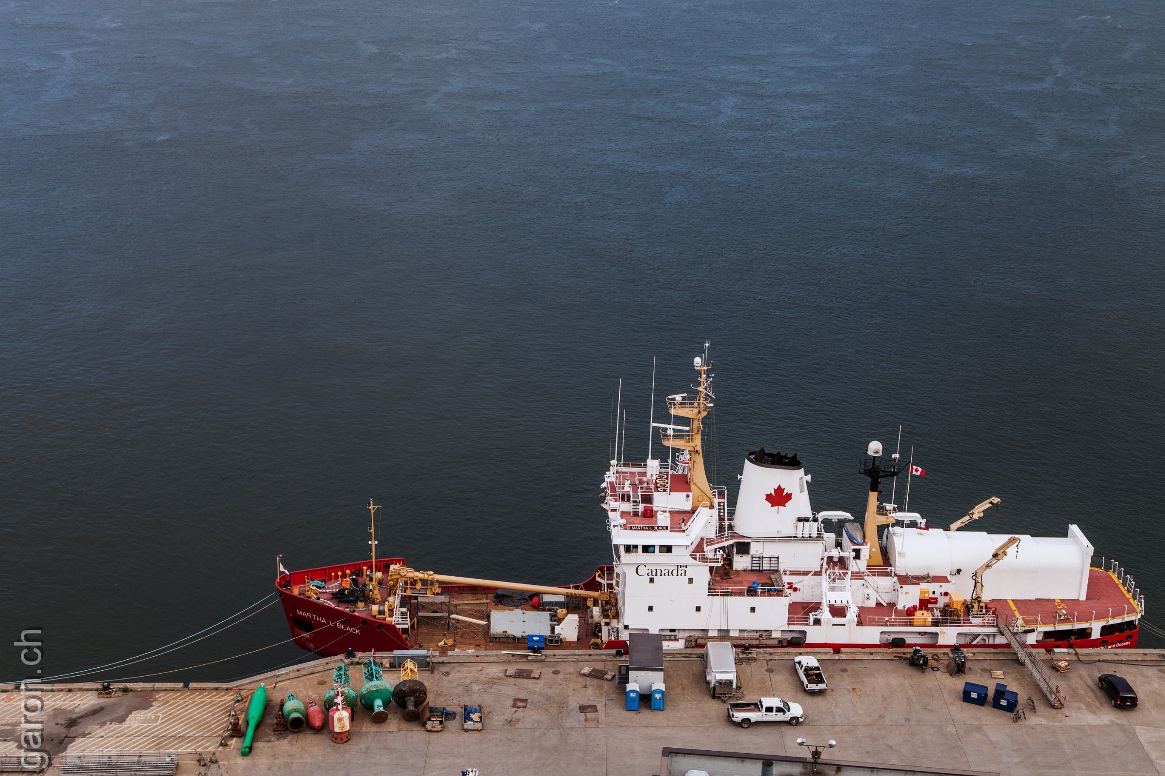 Canadian Coast Guard ship in Québec City Vessel CCGS Martha L Black parked at the Laurentian base at the foot of the Plains of Abraham