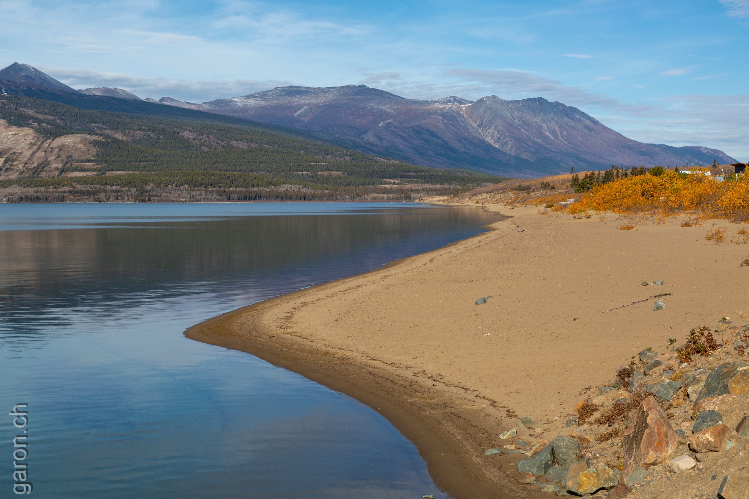 Yukon, Carcross, beach of Bennett Lake 